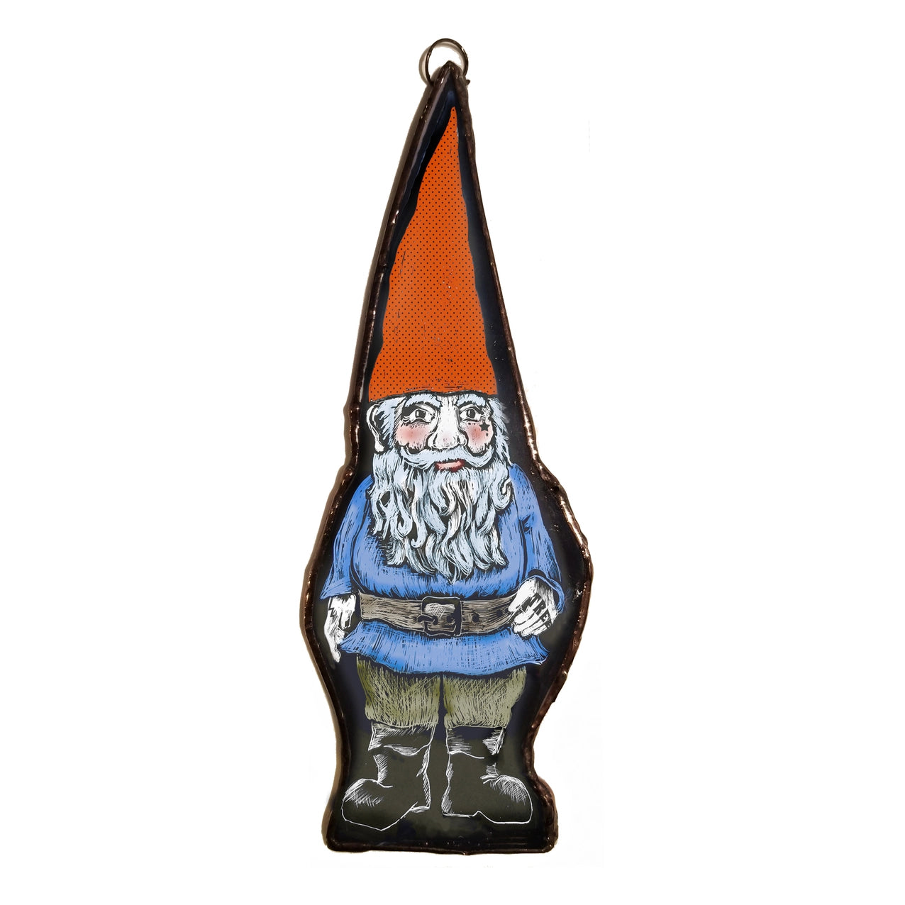 🍄 “The Woodland Watcher” – Folklore Gnome Glass Art Ornament