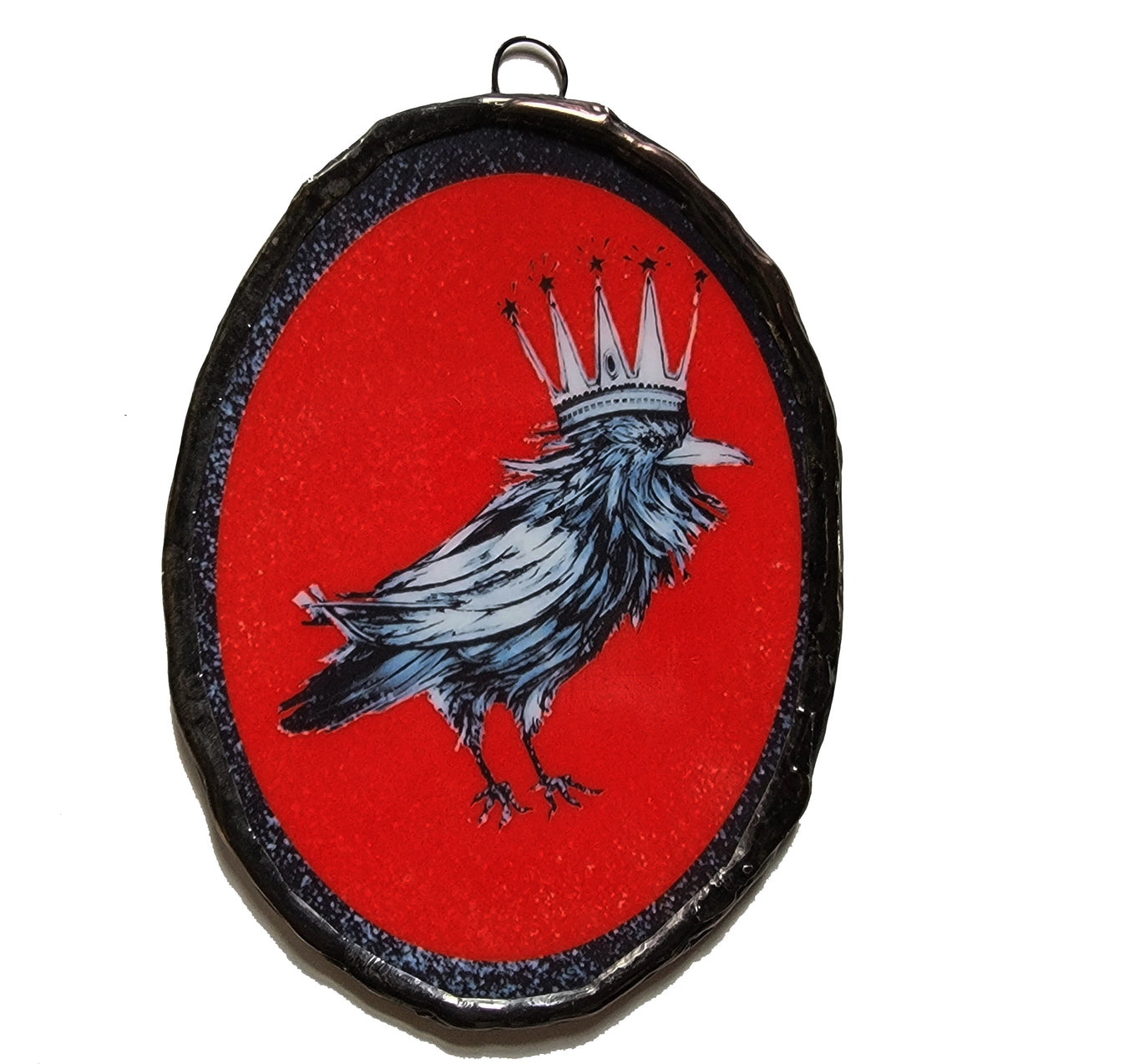 👑 “The Crow King” – Regal Rogue of the Skies Glass Art Ornament