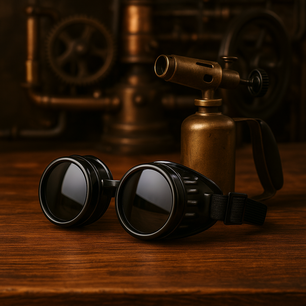 Black Steampunk Goggles – Retro Industrial Victorian Cosplay Eyewear