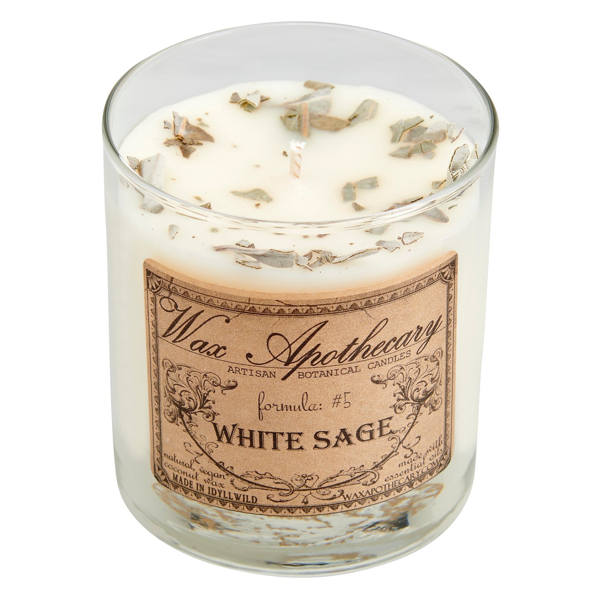 White Sage 7 oz Botanical Candle in Scotch Glass
