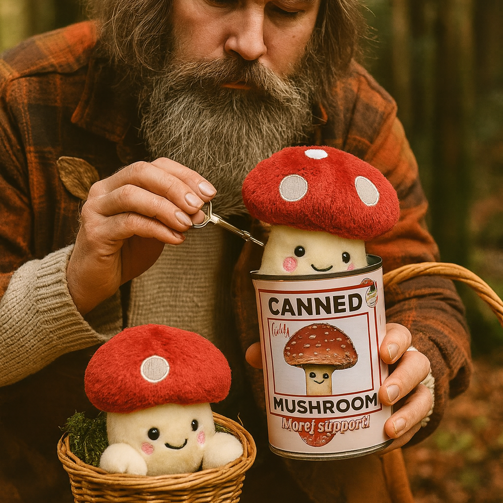 Canned Woodland Mushroom – Idyllwild Forest Forager Plush Collectible in a Can