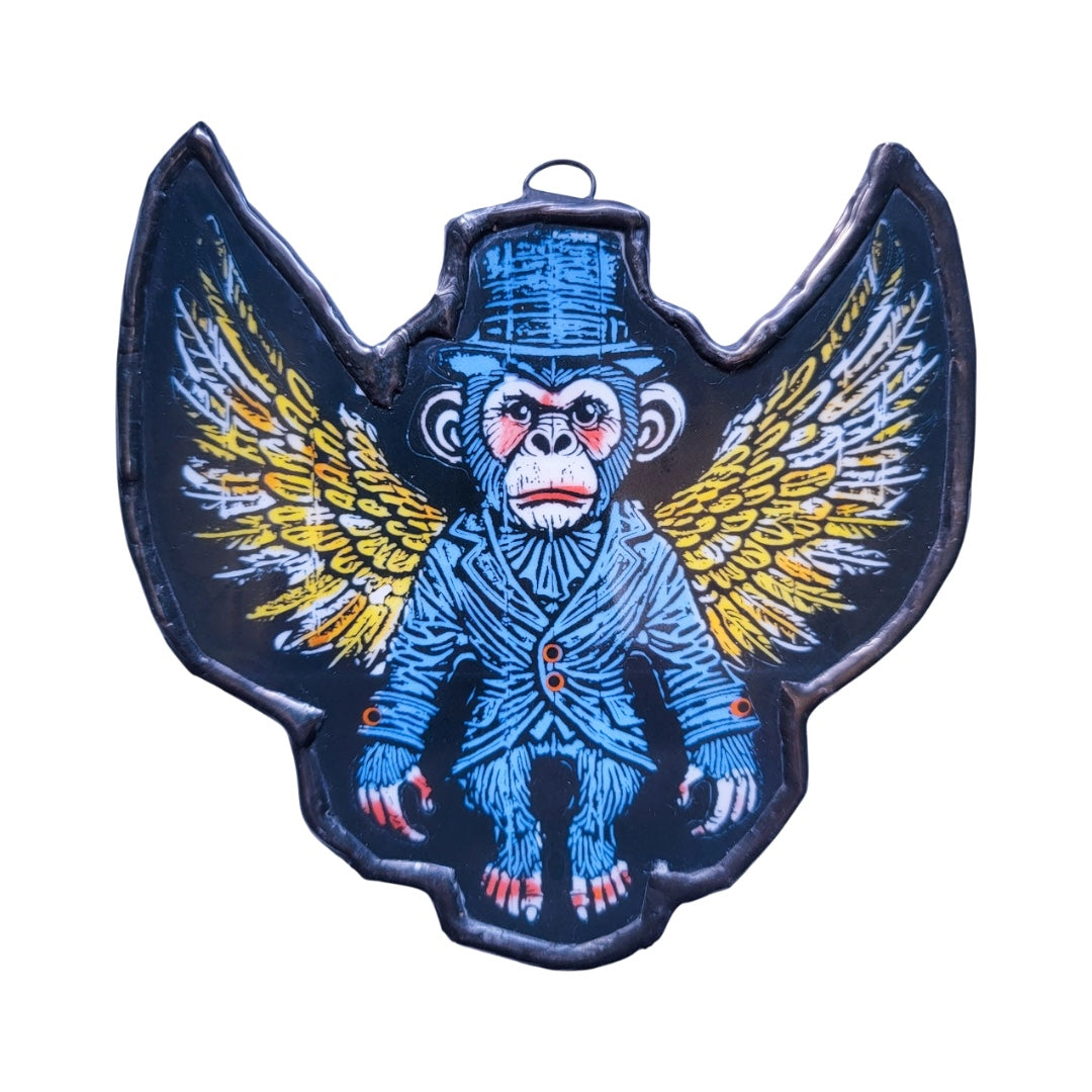 🐒 “The Flying Monkey” – Wizard of Oz Glass Art Ornament