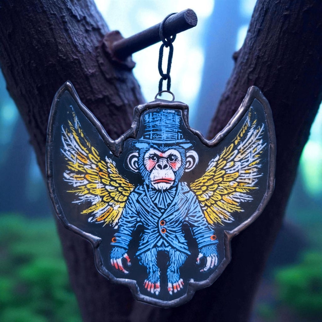 🐒 “The Flying Monkey” – Wizard of Oz Glass Art Ornament