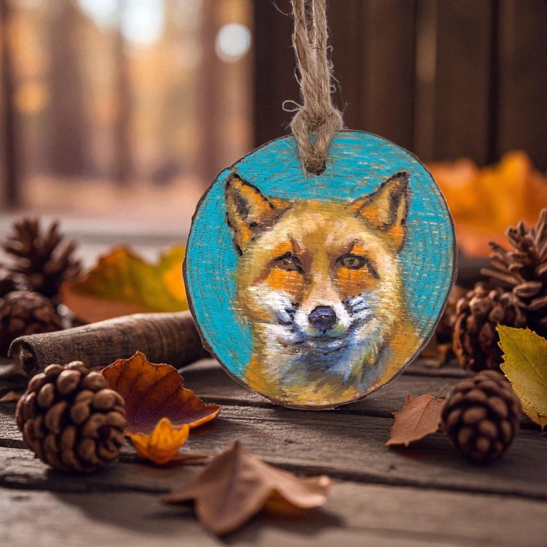Fox Wood Round Ornament