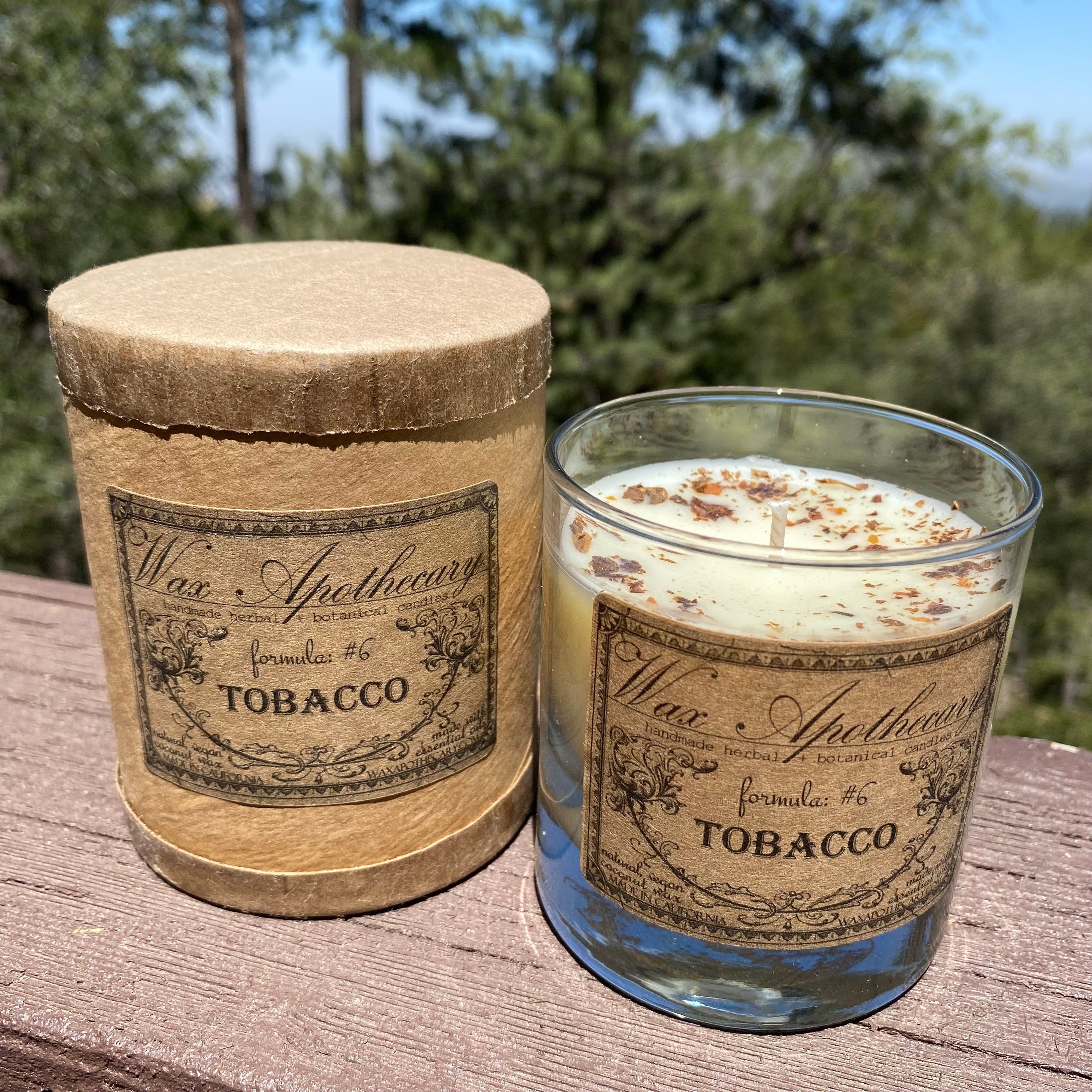 Tobacco 7 oz Botanical Candle in Scotch Glass
