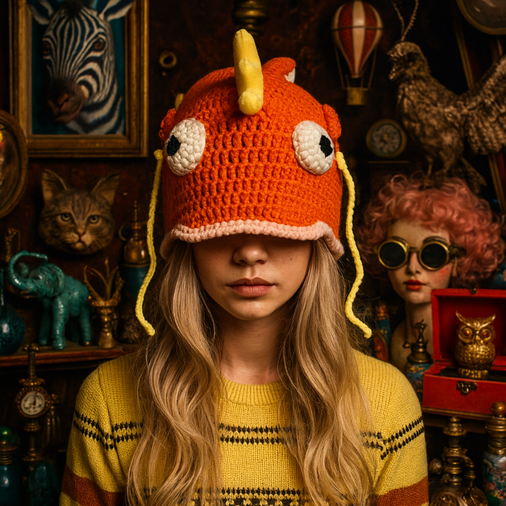 Koi of Curiosities Beanie – Hand-Knitted Aquatic Oddity Hat