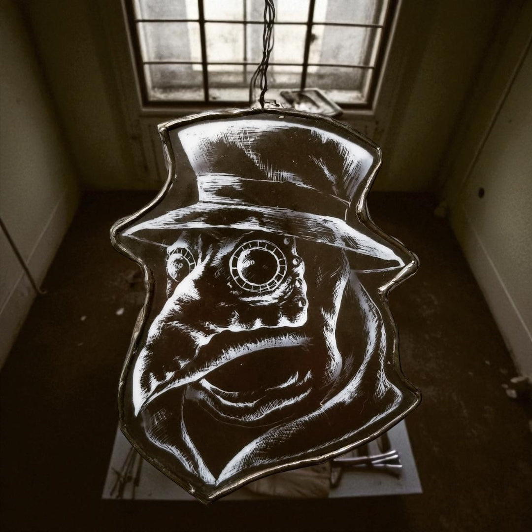 🦠 “The Good Doctor” – Plague Doctor Glass Art Ornament