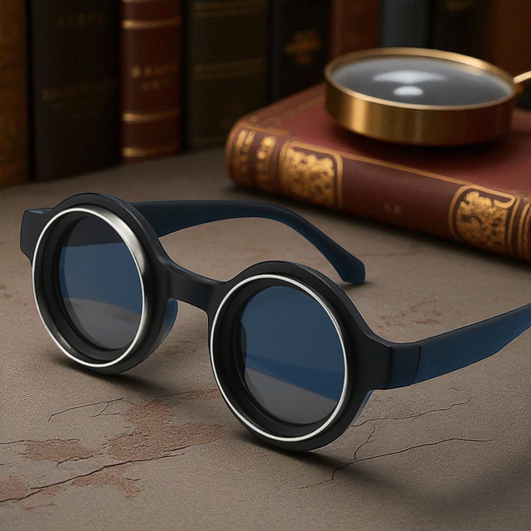 Retro Round Black Sunglasses – Funky Steampunk Festival Shades