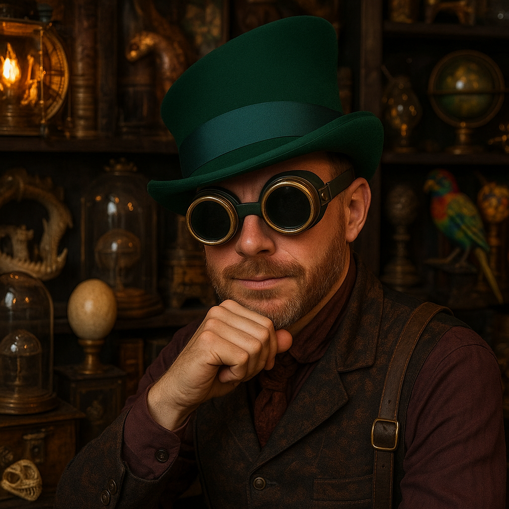 The Emerald Curio Top Hat – Steampunk Woodland Victorian Surrealist Hat GREEN