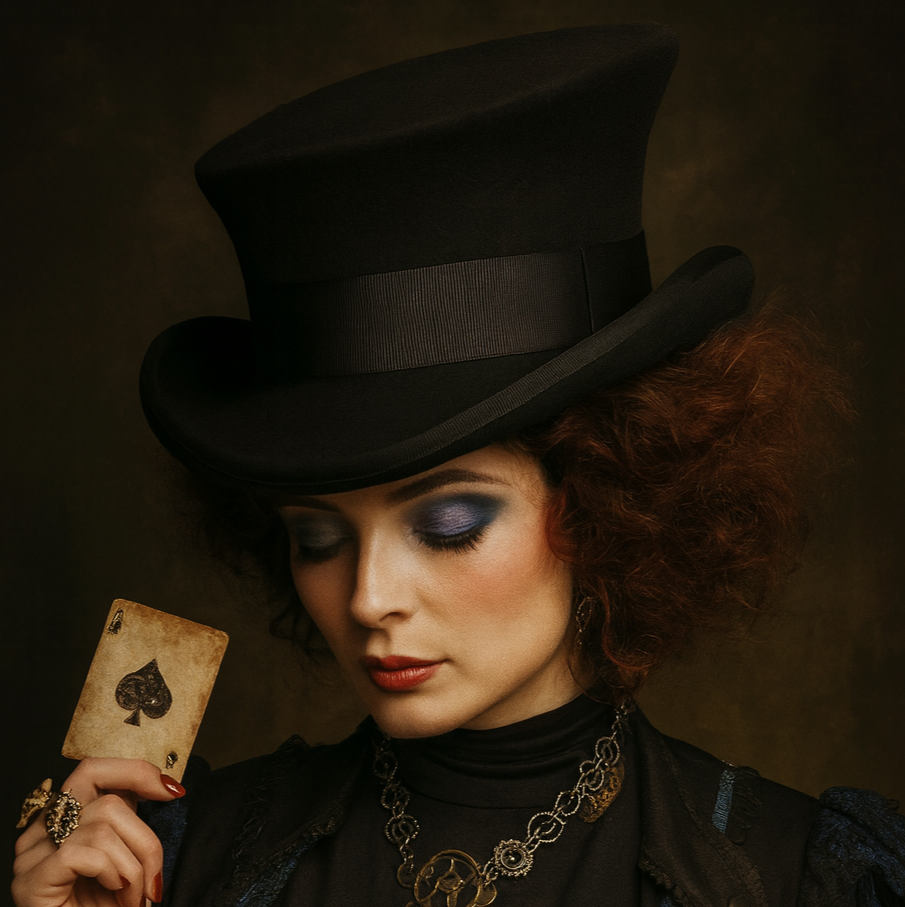 The Curio Top Hat – Steampunk Surrealist Victorian Statement Hat BLACK