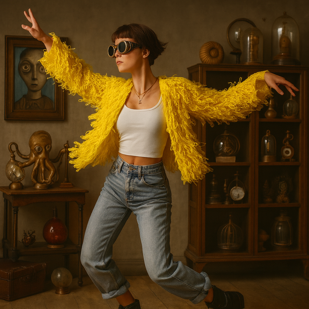 Rebel Romance Shaggy Sweater – Bold Punk-Inspired Streetwear Knit - Caution Yellow