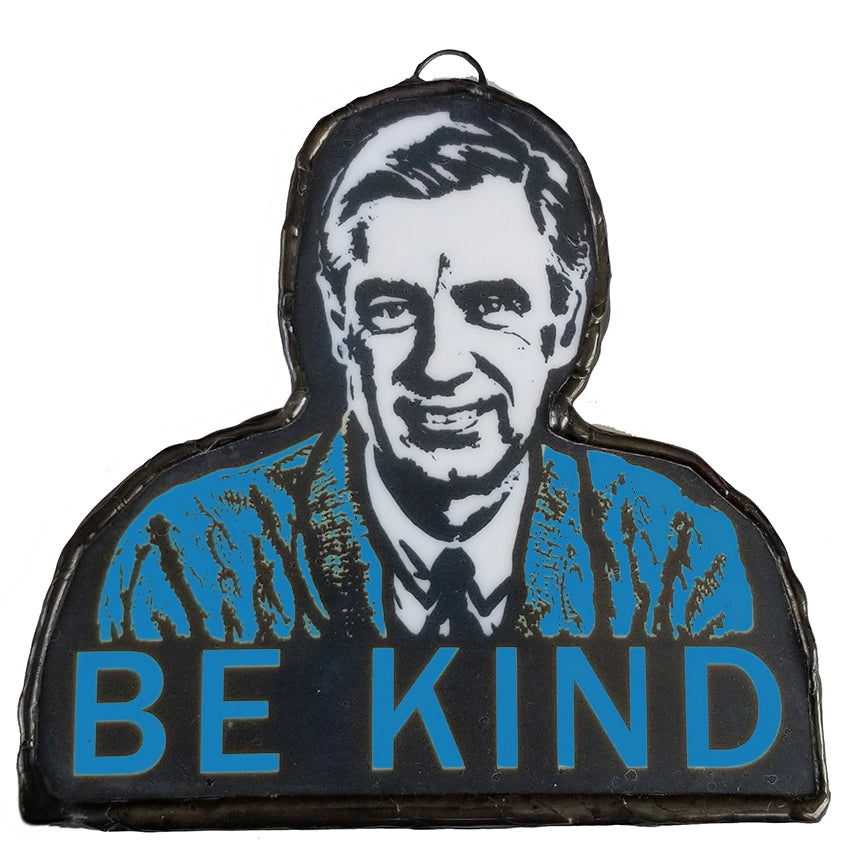 🧥 “Be Kind” – Mr. Rogers Icon Glass Art Ornament