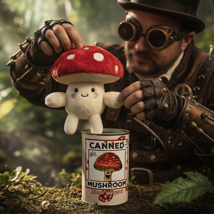 Canned Woodland Mushroom – Idyllwild Forest Forager Plush Collectible in a Can