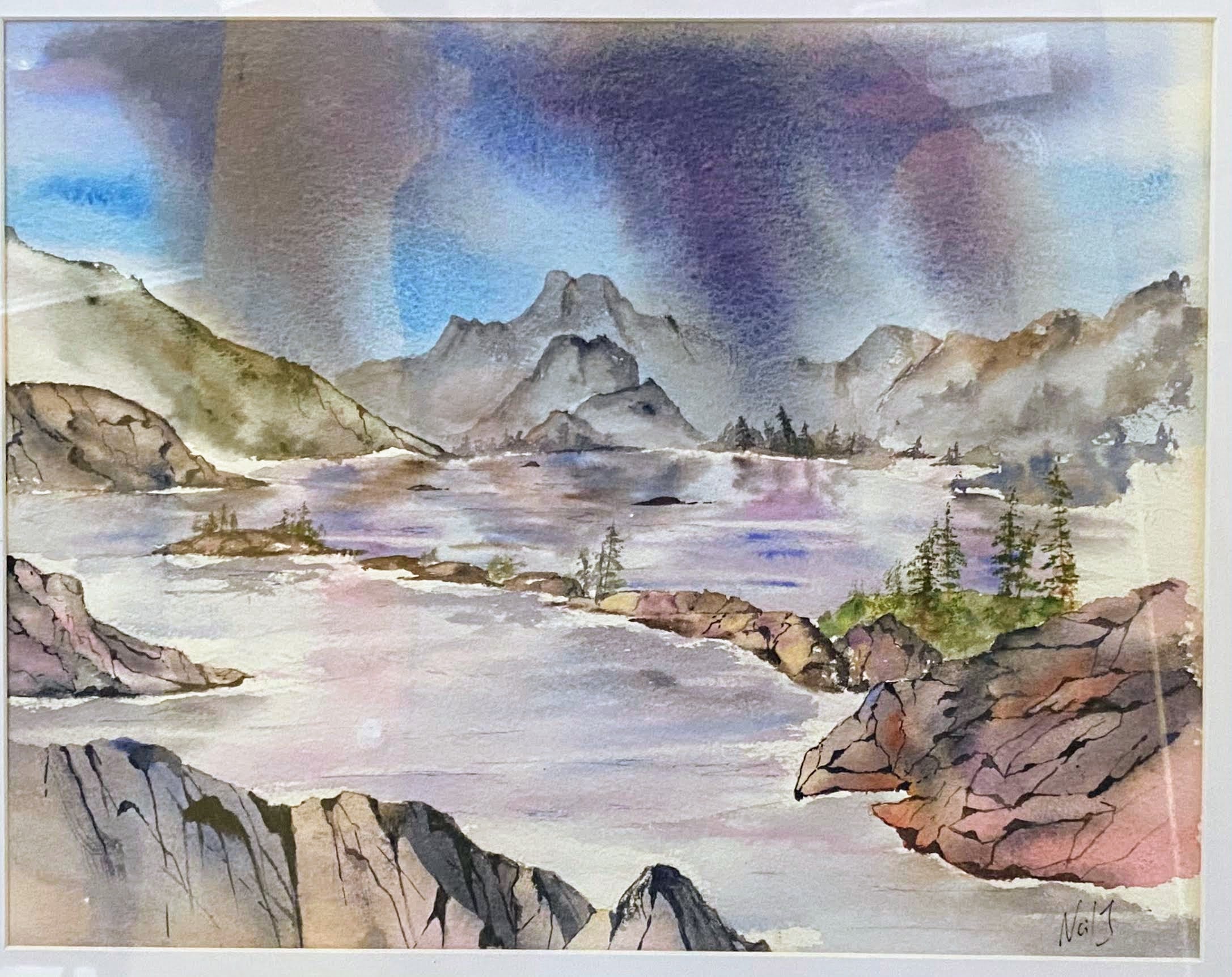 1,000 Island Lake, watercolor painting