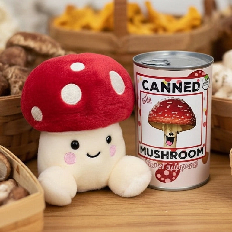 Canned Woodland Mushroom – Idyllwild Forest Forager Plush Collectible in a Can