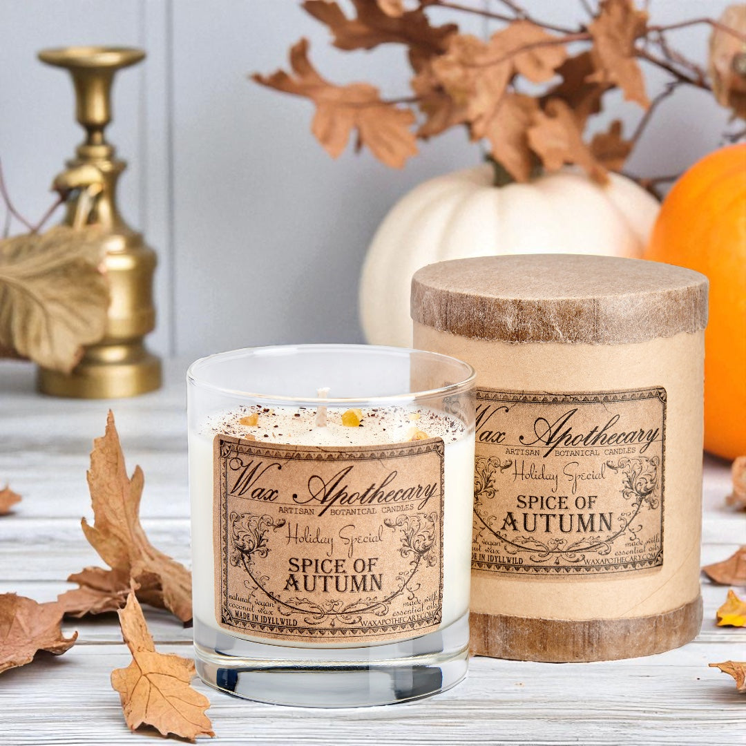Spice of Autumn 7 oz Botanical Candle in Scotch Glass *Seasonal