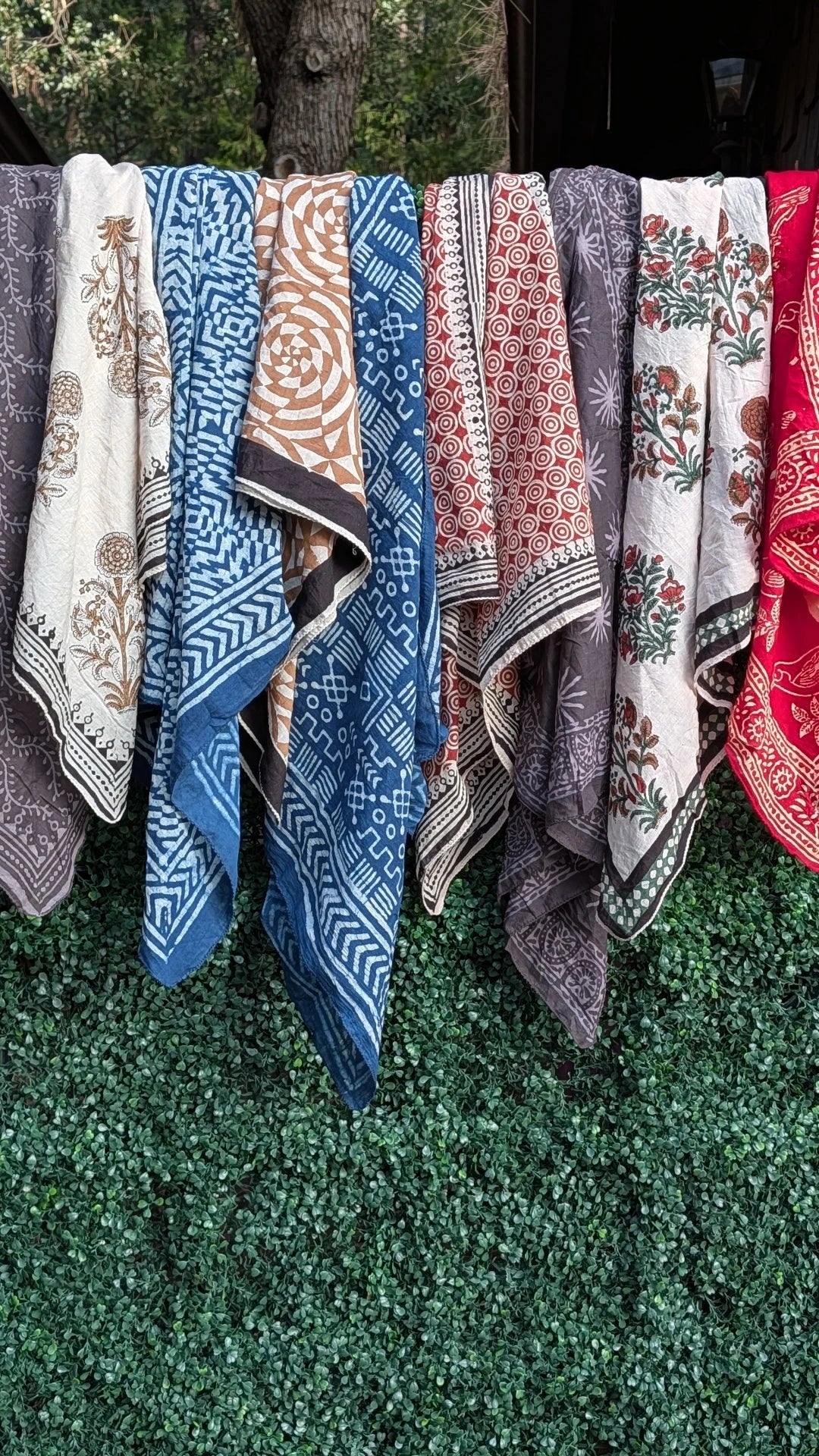 Organic Cotton Large Block Print Scarf