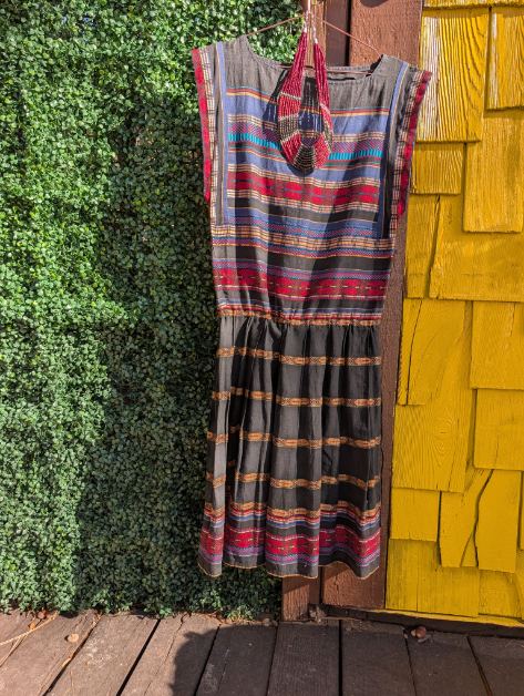 Vintage Christune Forti Cotton Dress & Beaded Necklace