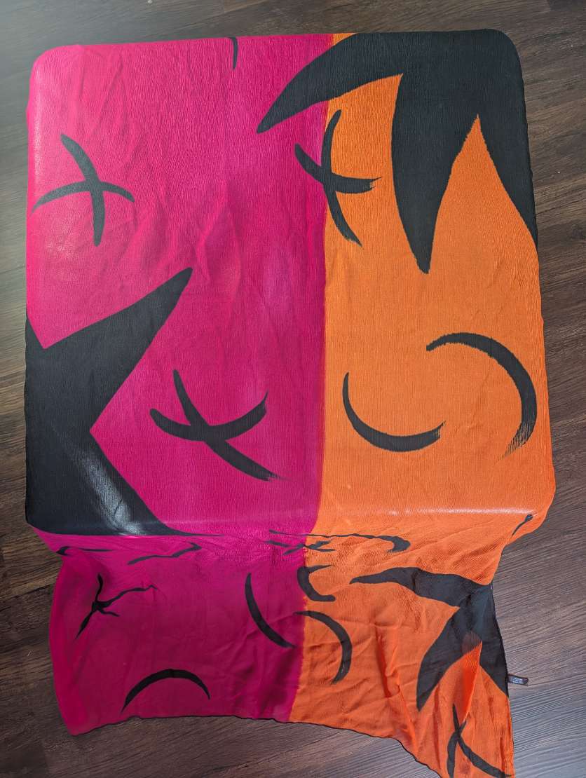 Hand Painted Silk Scarf, Vintage Lisa L.