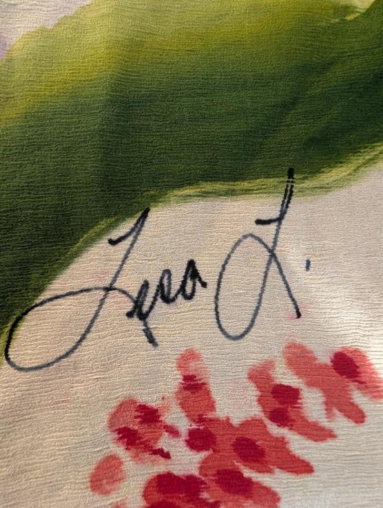 Hand Painted Silk Scarf, Vintage Lisa L.