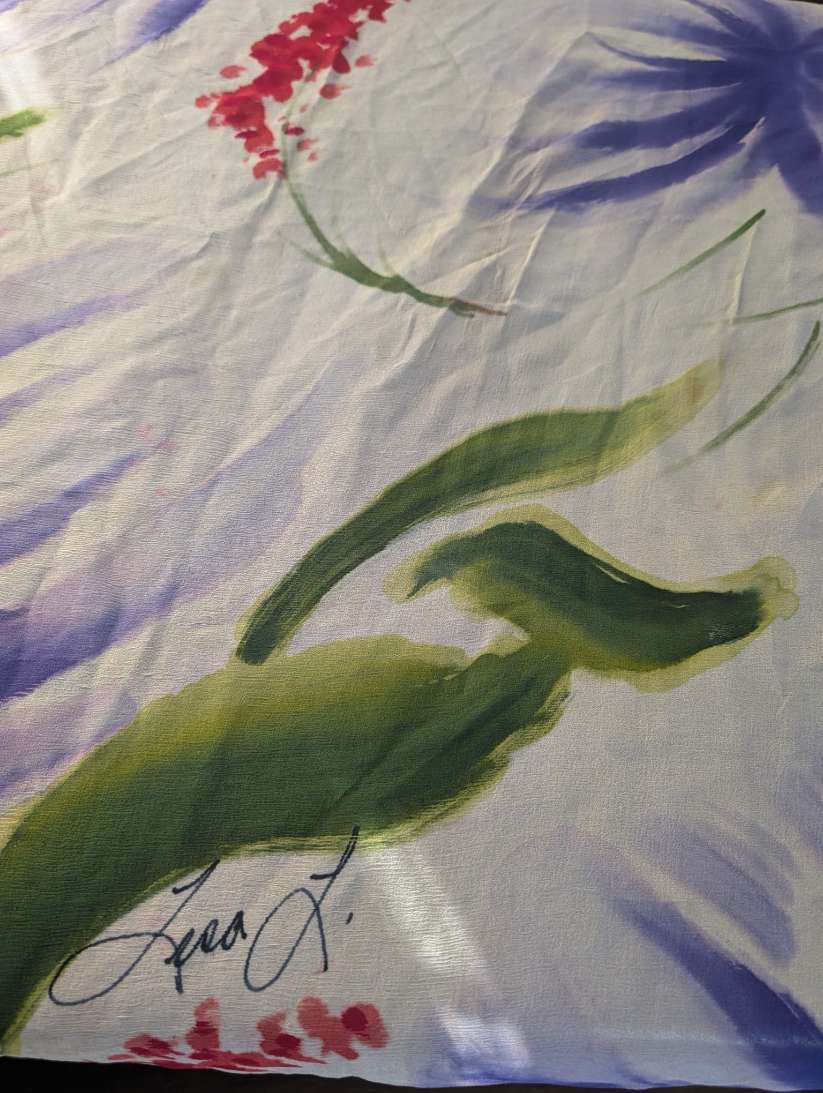 Hand Painted Silk Scarf, Vintage Lisa L.