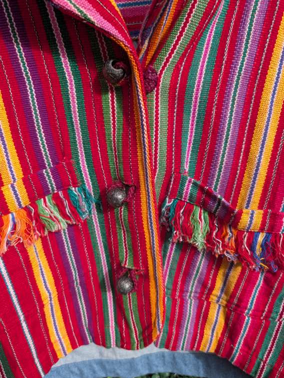 Vintage Denim jacket t 1970's multicolored woven cotton
