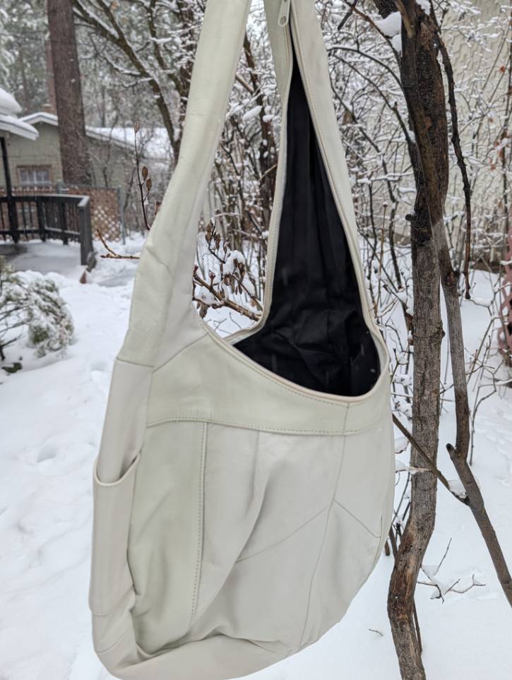 Ecru Leather Utilitarian Bag, one size fits all