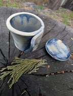 Unravel Arts Faded Denim Vessel + lid