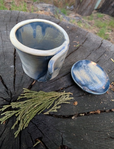 Unravel Arts Faded Denim Vessel + lid