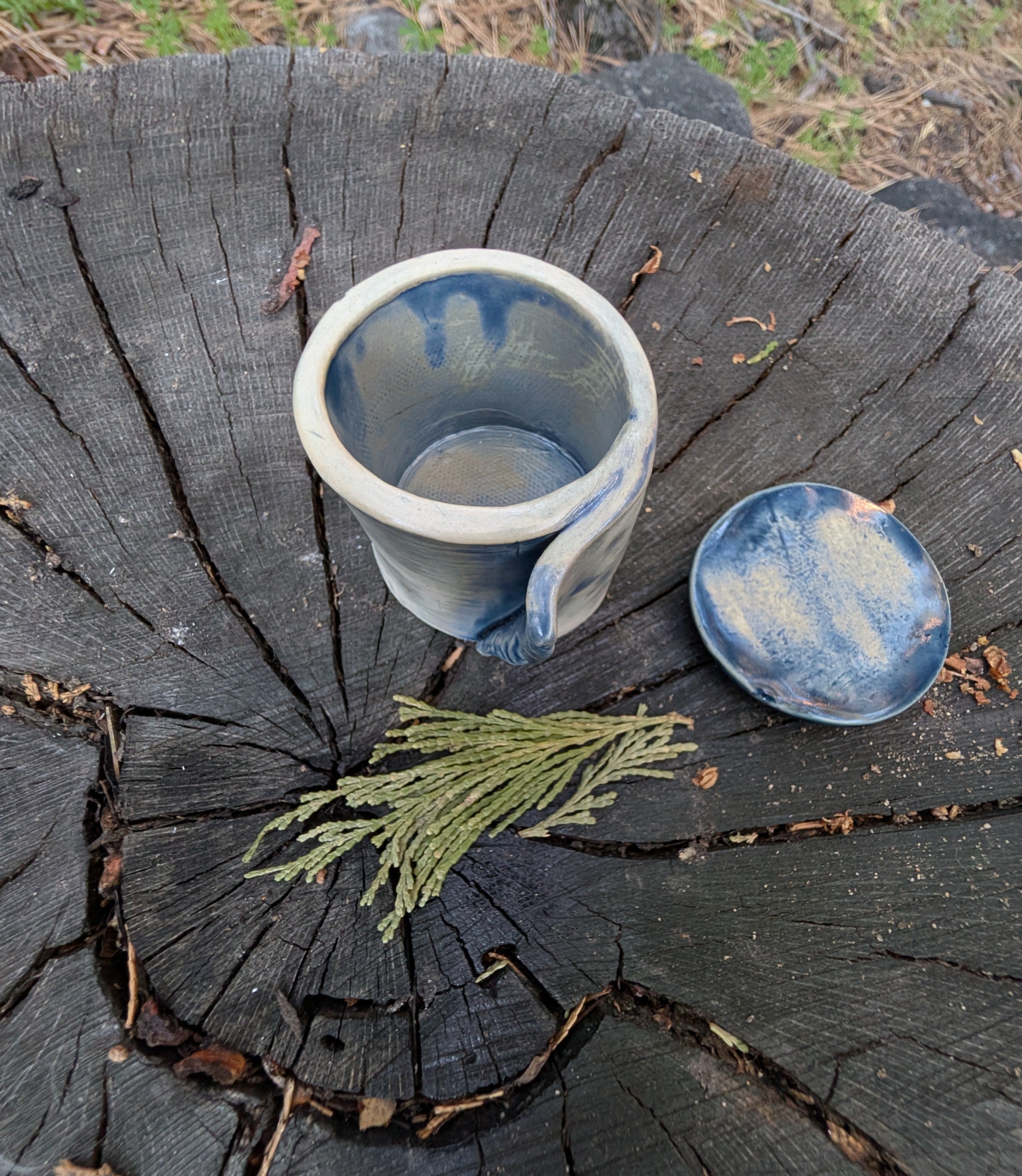 Unravel Arts Faded Denim Vessel + lid