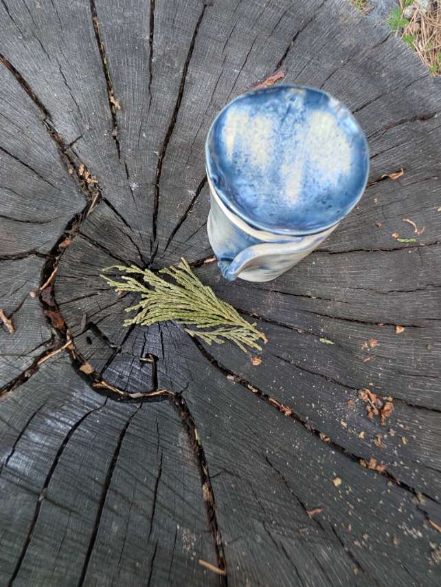 Unravel Arts Faded Denim Vessel + lid