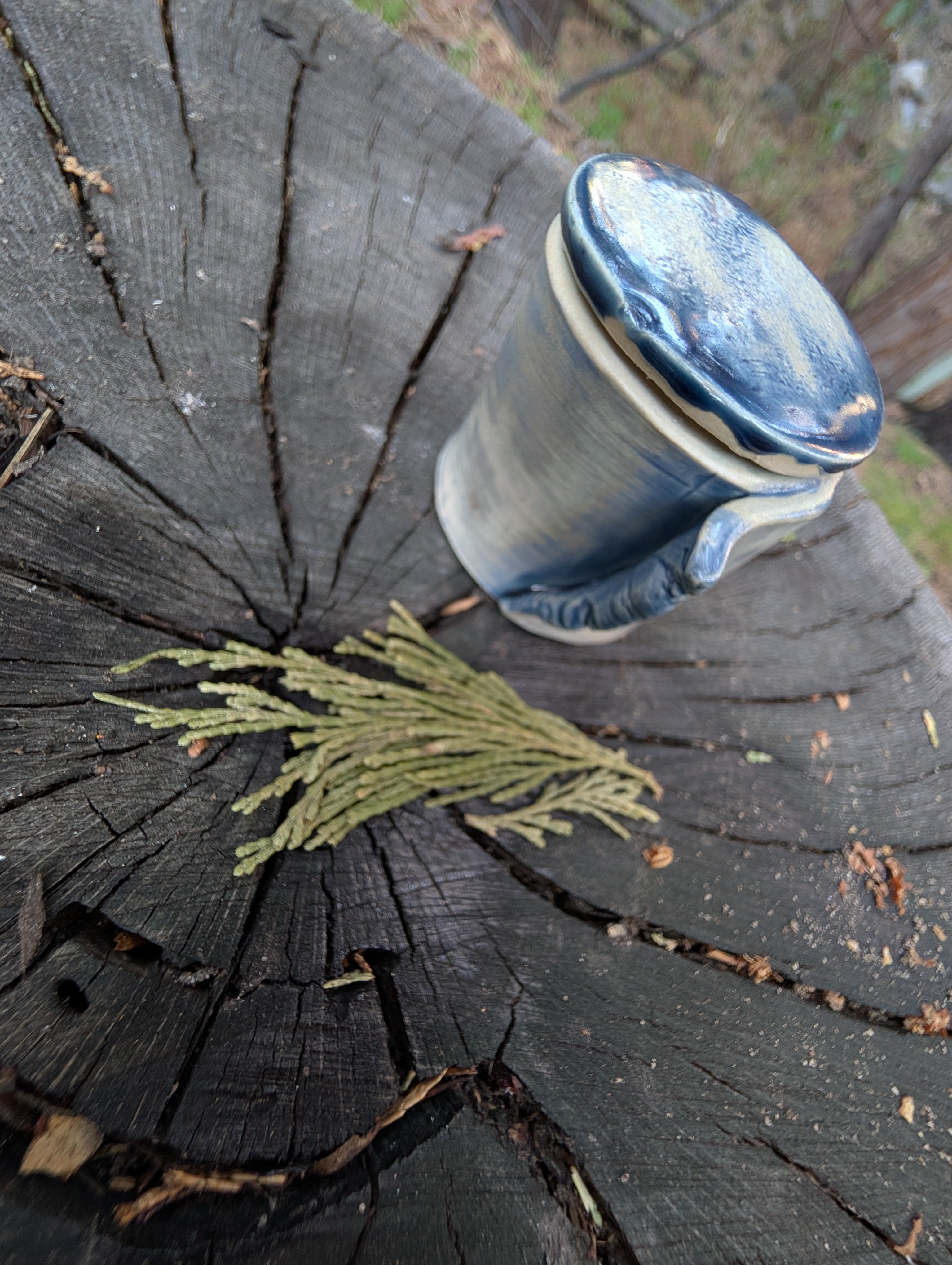 Unravel Arts Faded Denim Vessel + lid