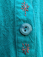 Teal Tunic 100% Cotton hand stitching detailing