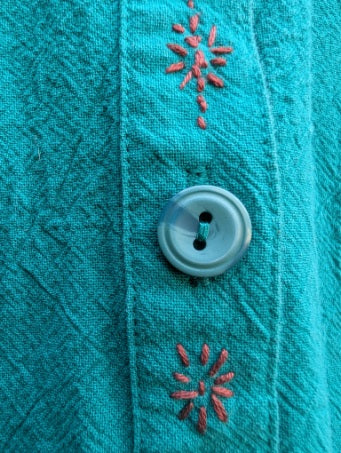 Teal Tunic 100% Cotton hand stitching detailing