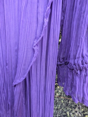Gauzy Cotton Plissé Dress in deep purple