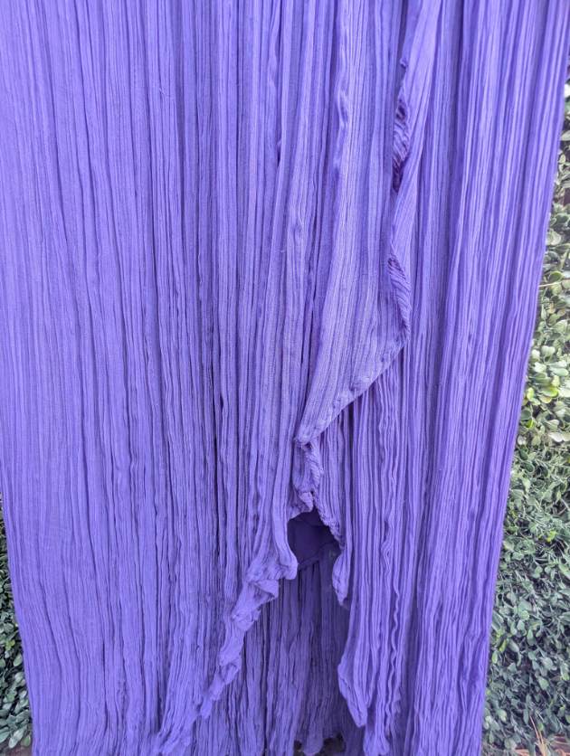 Gauzy Cotton Plissé Dress in deep purple