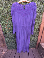 Gauzy Cotton Plissé Dress in deep purple