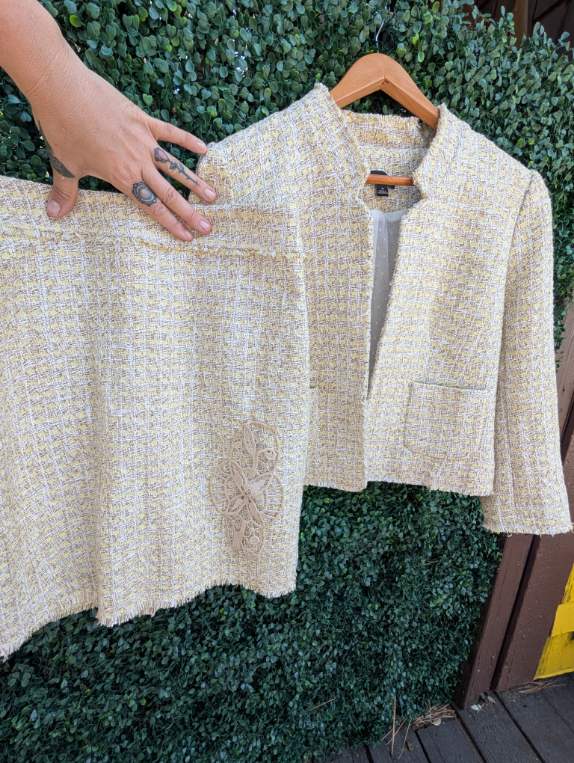 Ann Taylor Suit Embellished with Vintage Doileis