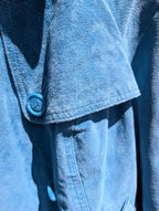 Baby Blue Leather Peacoat ( Size L) vintage JGD