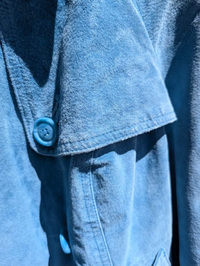 Baby Blue Leather Peacoat ( Size L) vintage JGD