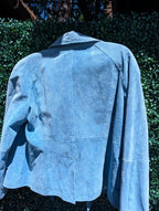 Baby Blue Leather Peacoat ( Size L) vintage JGD