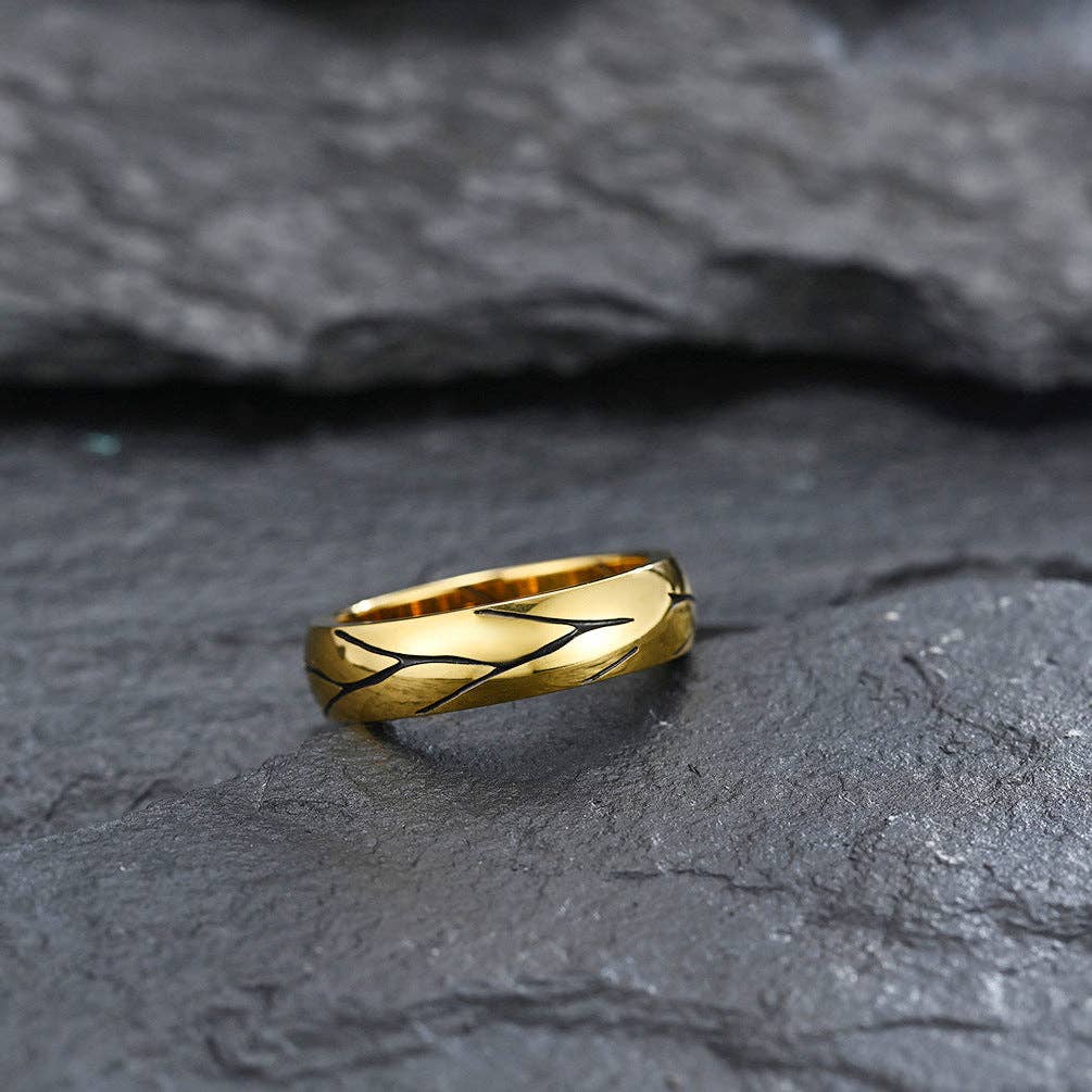 Minimalist Cracked Geometric Ring for Men - Titanium Steel Adjustable Band