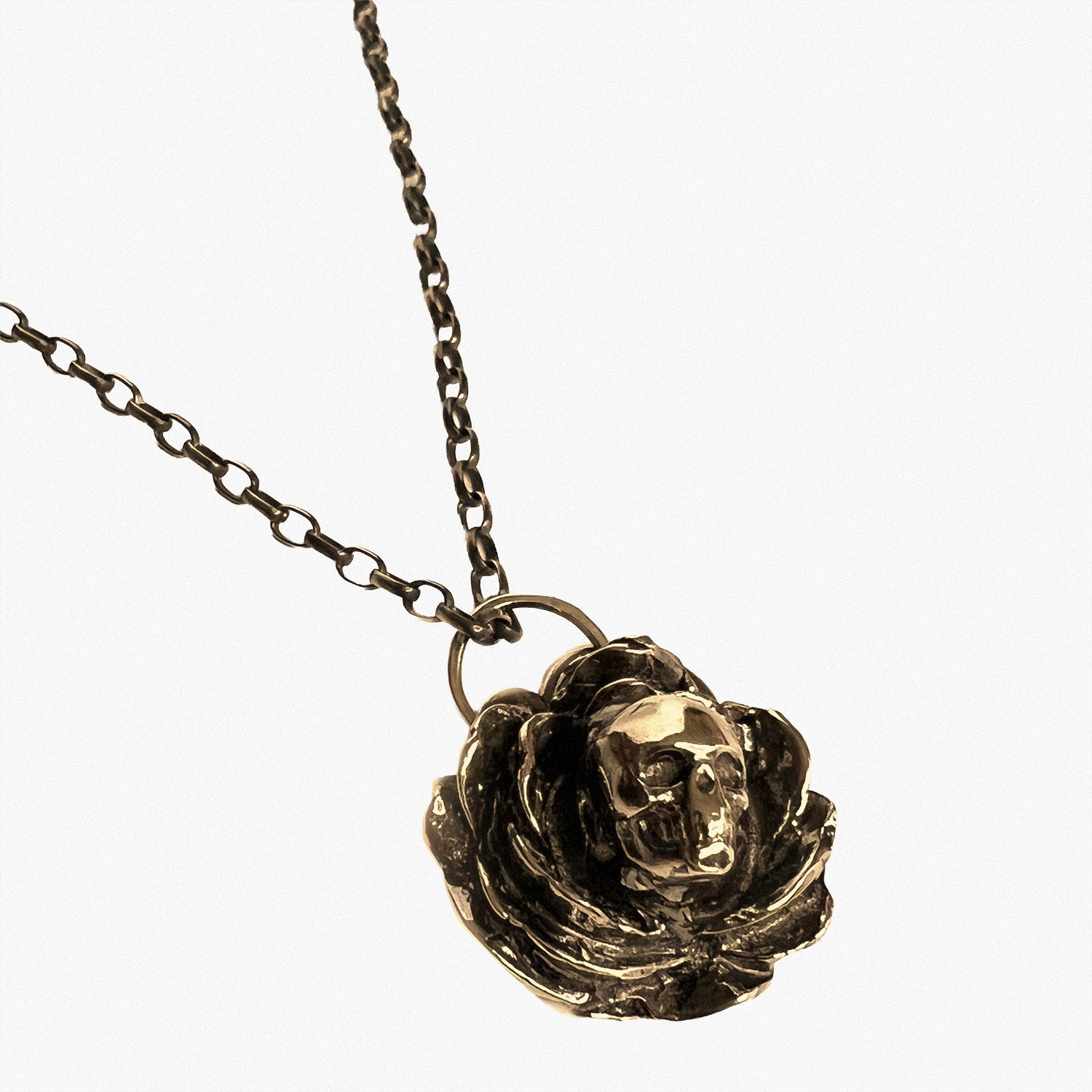 219 Skull Rose Necklace in Bronze by DHG Emily Burton