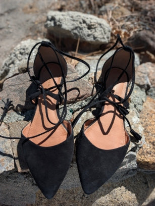 Black Ballet Flats w/ ankle straps
