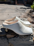 Ecru Square Toe Mules