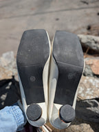 Ecru Square Toe Mules