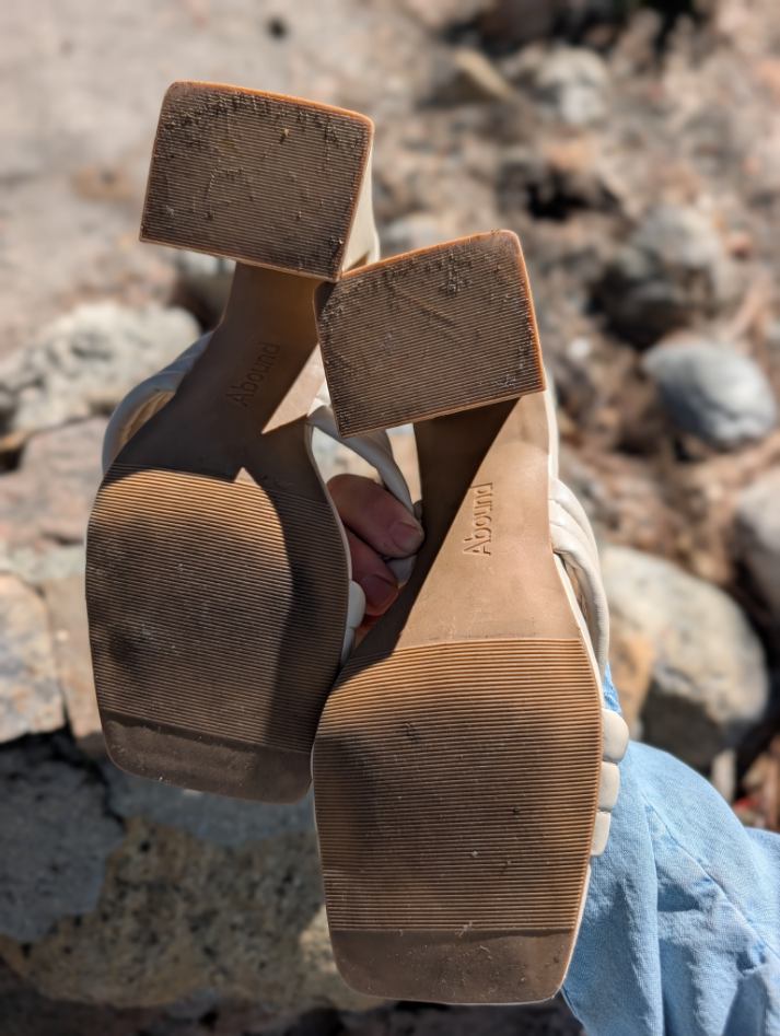Chunky Heel Sandals in Cream