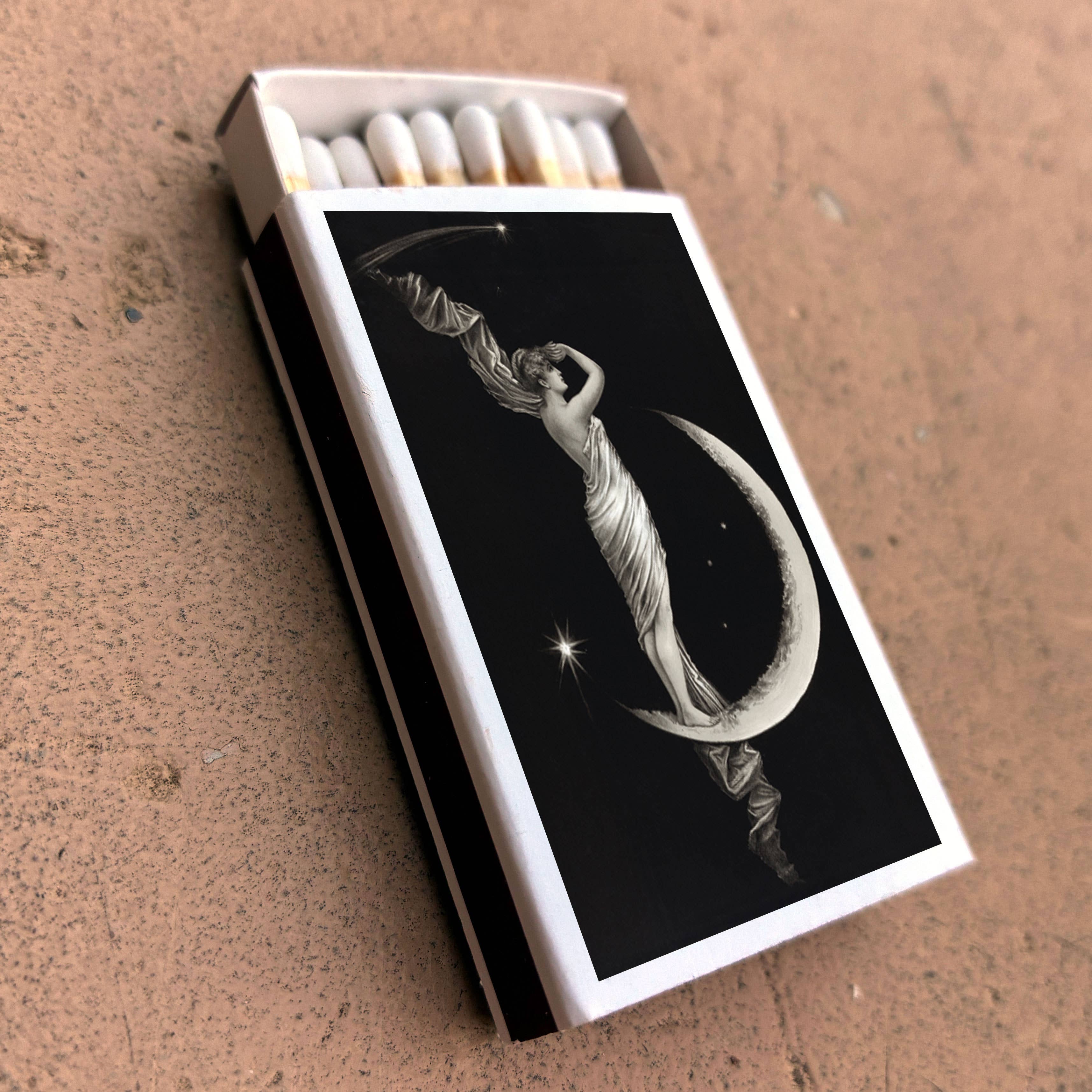 Matches • Art • Woman on Crescent Moon • Home Decor