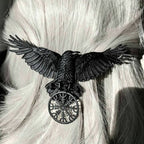 Vintage Viking Black Raven Hair Clip Duckbill Clip