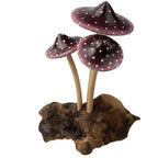 PURPLE 3 MUSHROOMS WOOD BASE